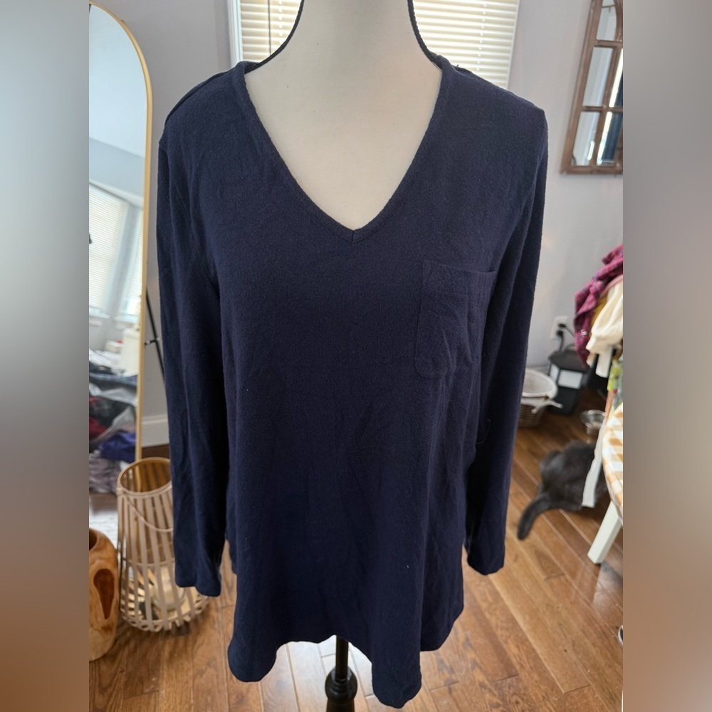 Soma Deep Blue V-Neck Long Sleeve Top
